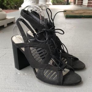 1.State Kayya Black Embossed Lace-Up Sandal